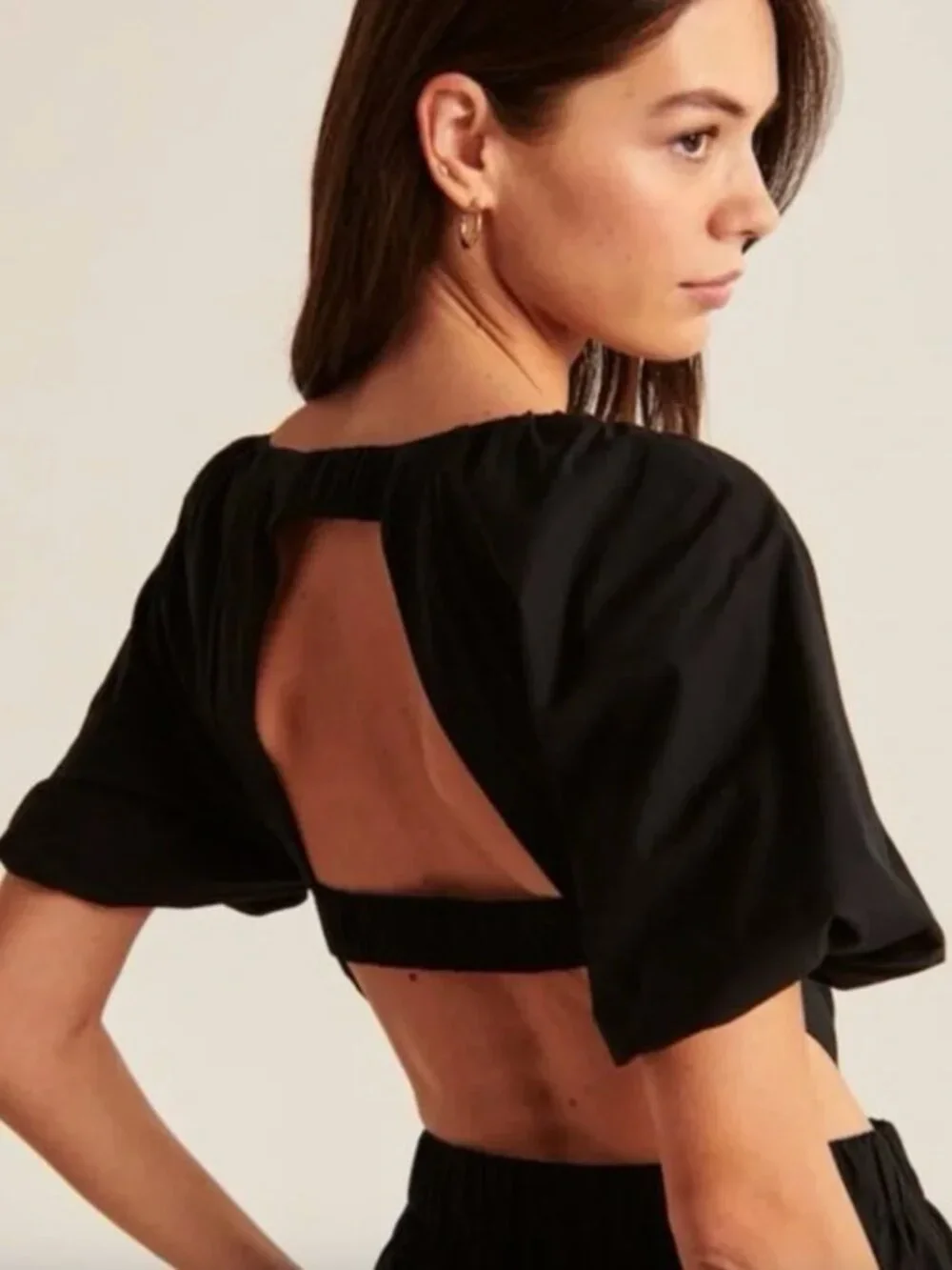 Abercrombie & Fitch High-Neck Open Back Midi Dress (Black) - Size XS